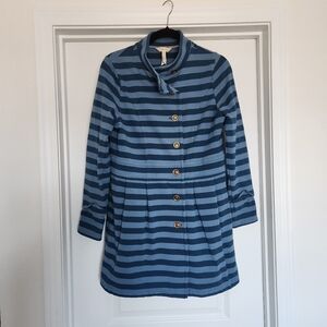 Matilda Jane Women's Striped Blue Jacket Coat Sz. Med